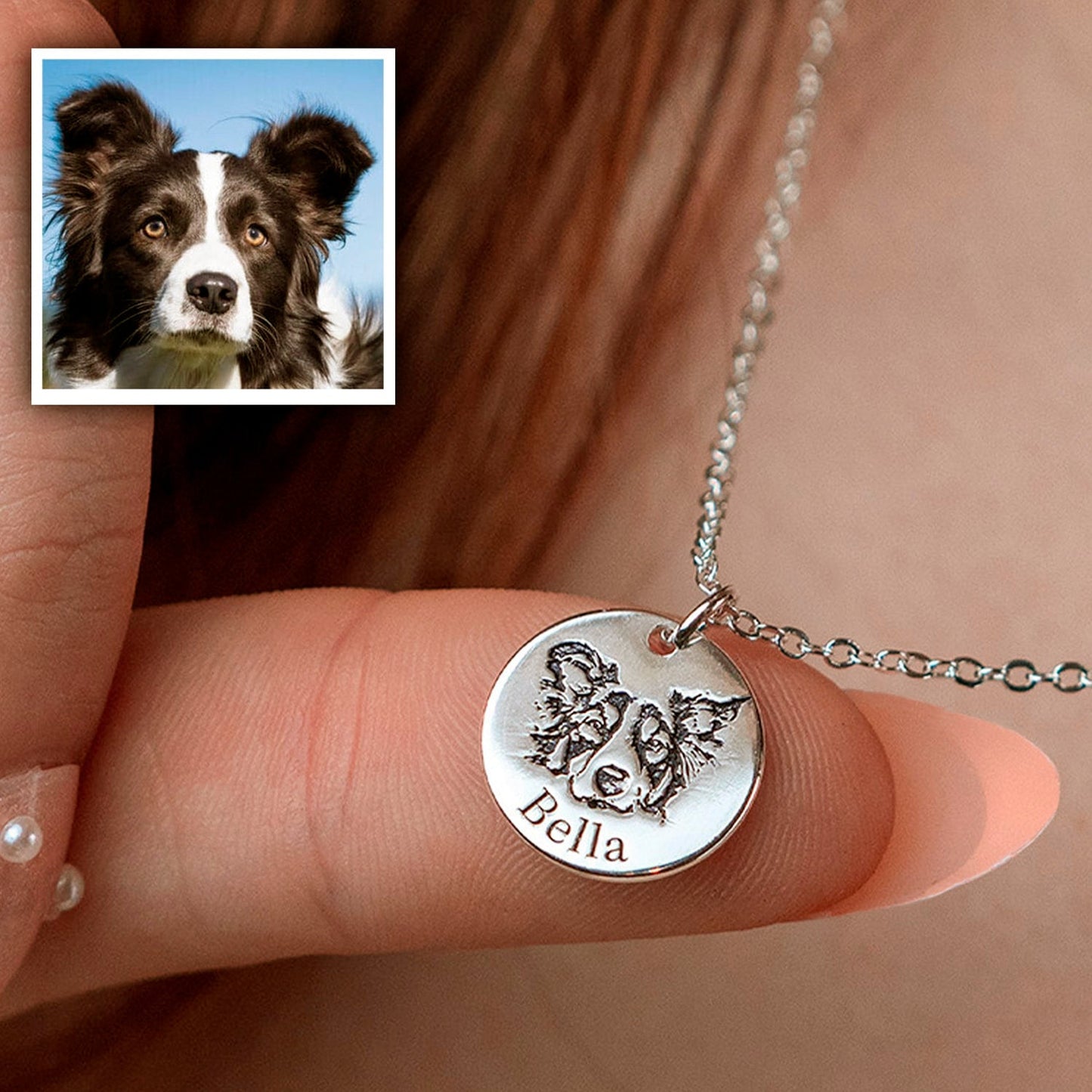 Custom Engraved Pet Portrait Necklace