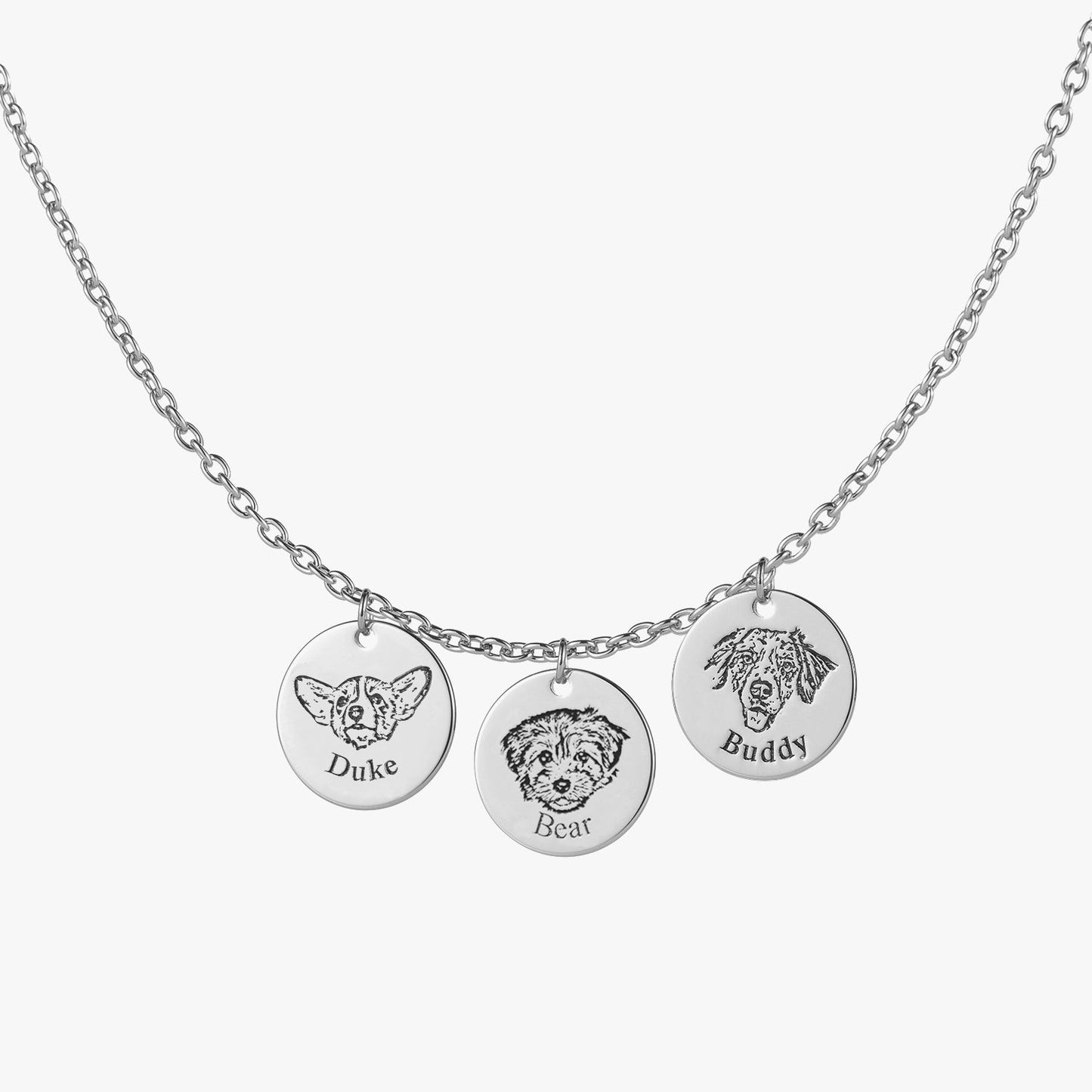 Custom Engraved Pet Portrait Necklace