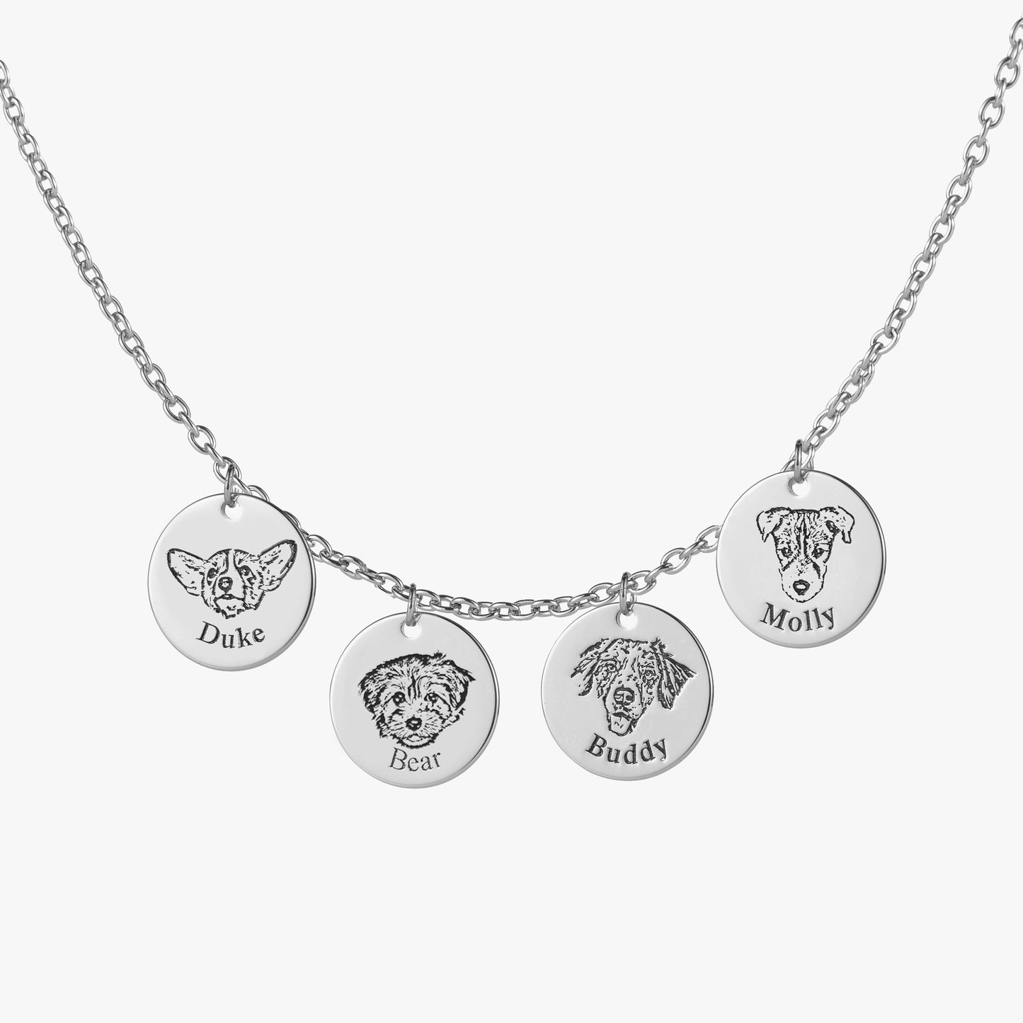 Custom Engraved Pet Portrait Necklace