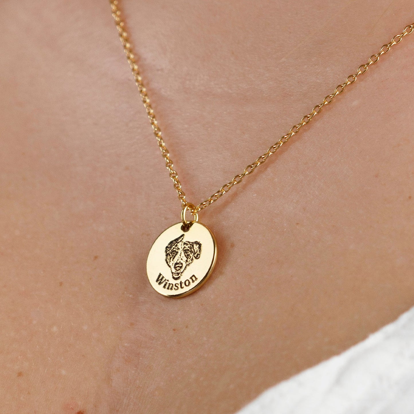 Custom Engraved Pet Portrait Necklace