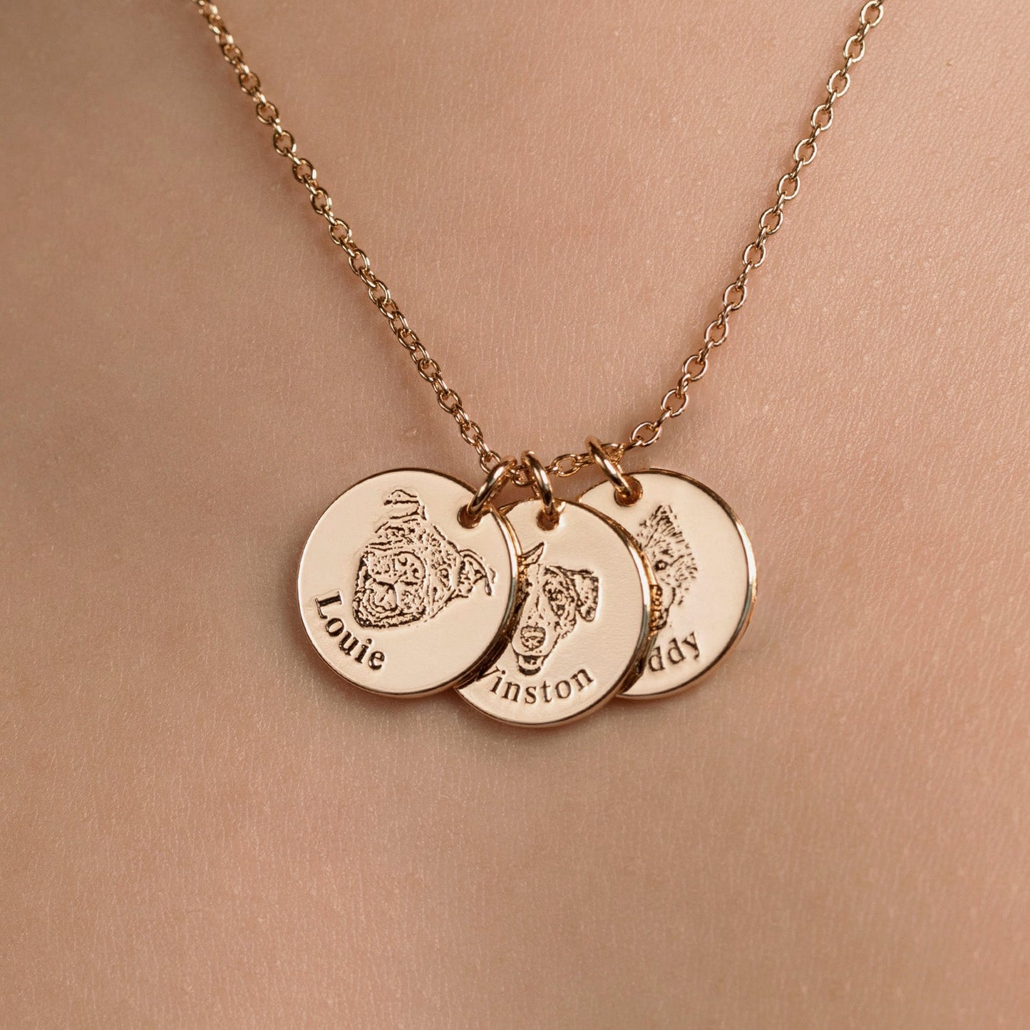 Custom Engraved Pet Portrait Necklace