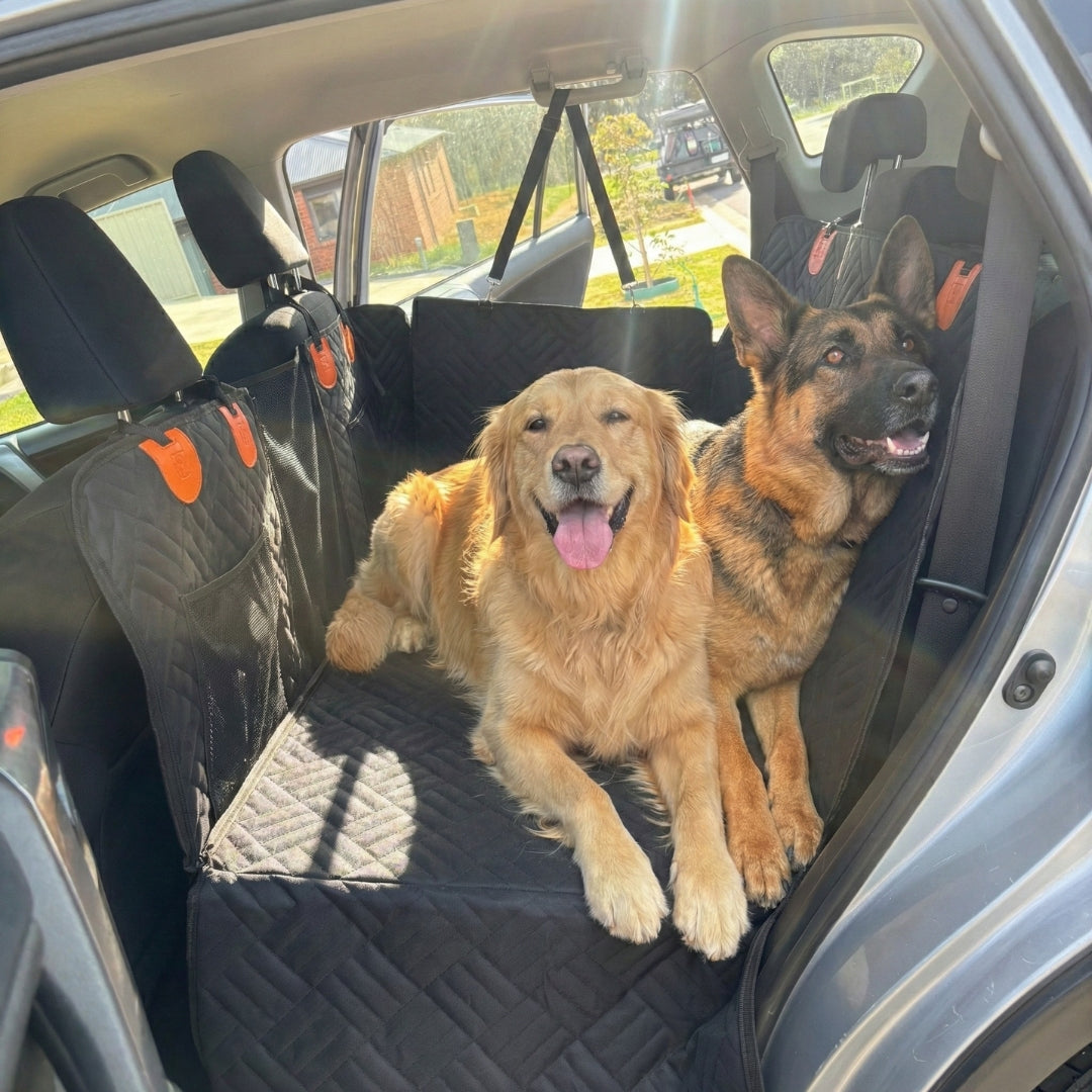 PekoPets K9™ Waterproof Hard Bottom Dog Car Hammock with Mesh Window & Free Safety Belt