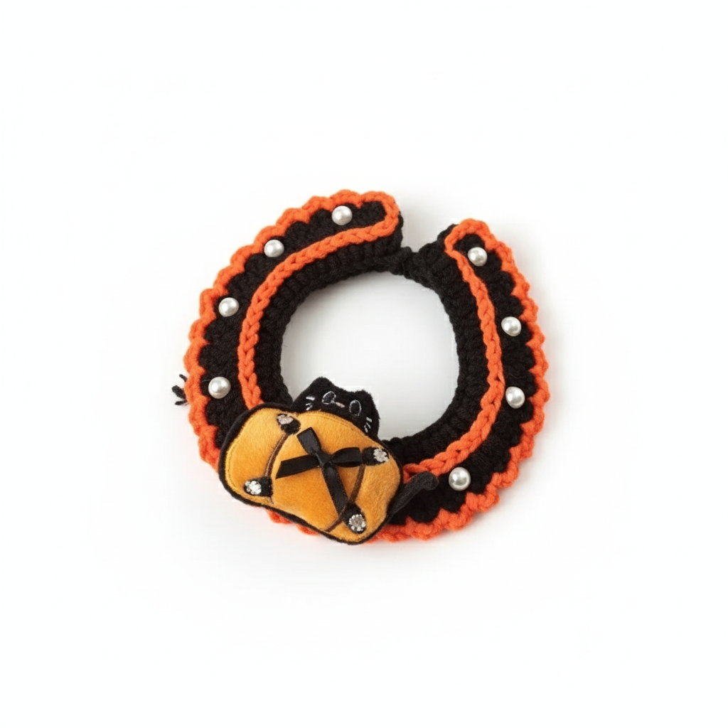 Crochet Halloween Cat Collar
