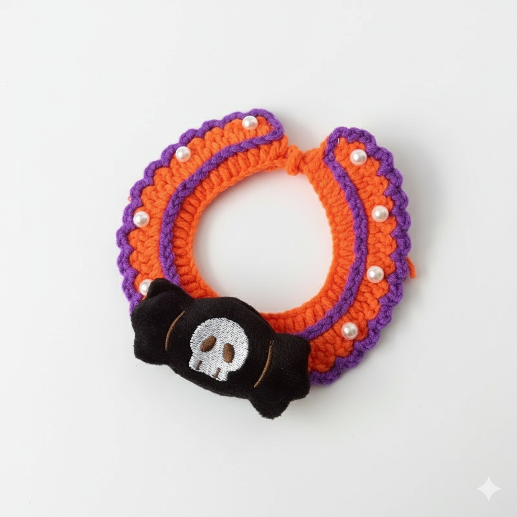 Crochet Halloween Cat Collar