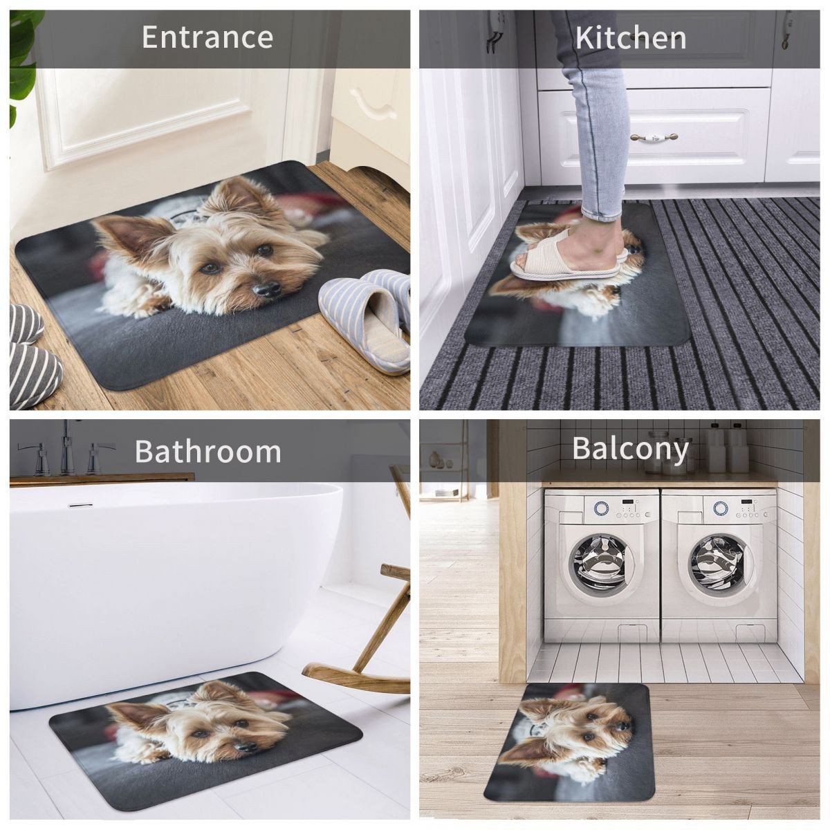 Charming Yorkie Mat: Non-Slip Bathroom + Entrance Rug