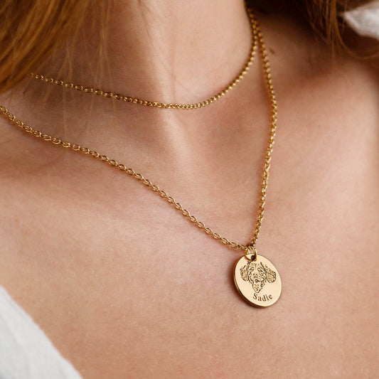 Custom Engraved Pet Portrait Necklace