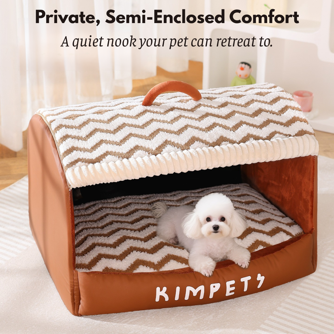 Anxiety Relief Pet House for Dogs & Cats, Cozy Covered Design