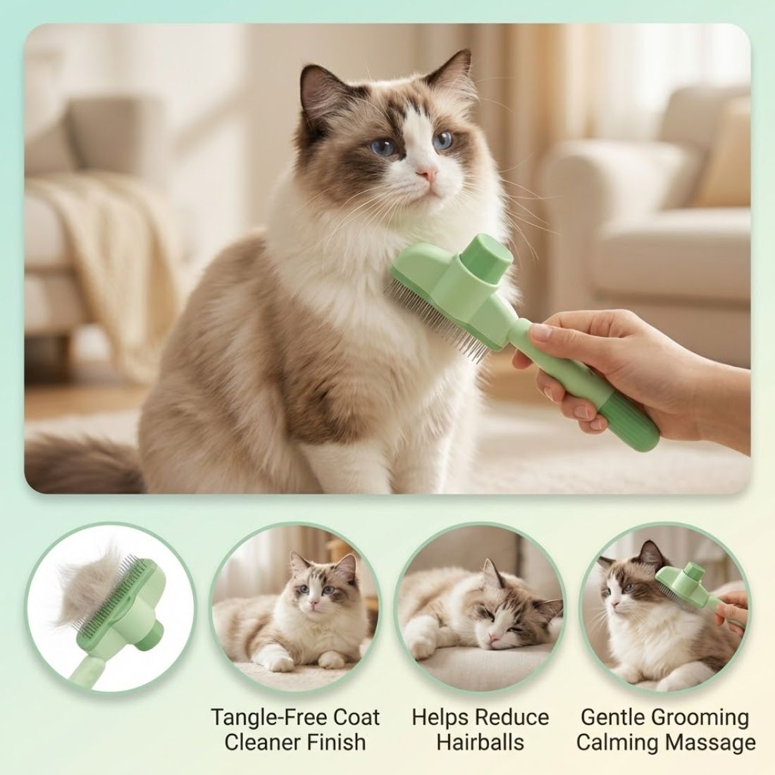 Self-Cleaning Slicker Brush - Easy Fur Removal for Dogs & Cats
