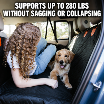 PekoPets K9™ Waterproof Hard Bottom Dog Car Hammock with Mesh Window & Free Safety Belt