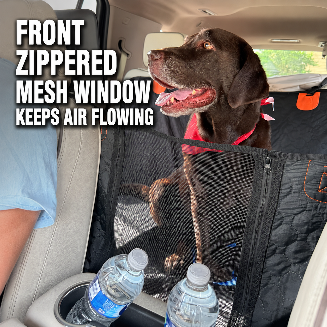 PekoPets K9™ Waterproof Hard Bottom Dog Car Hammock with Mesh Window & Free Safety Belt