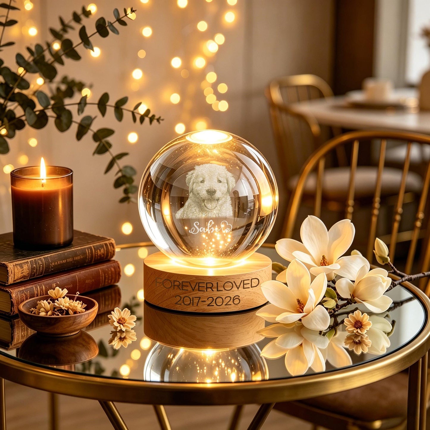 Forever Loved Crystal – Personalized 3D Pet Memorial with LED Base