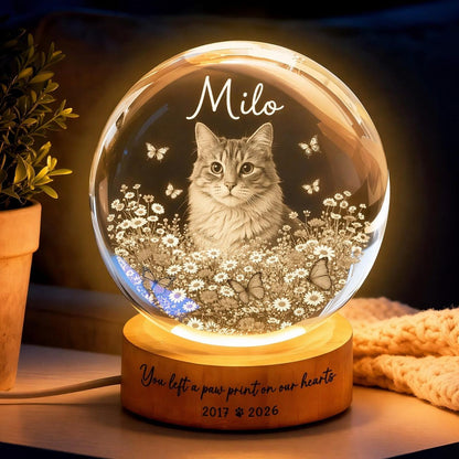 Forever Loved Crystal – Personalized 3D Pet Memorial with LED Base