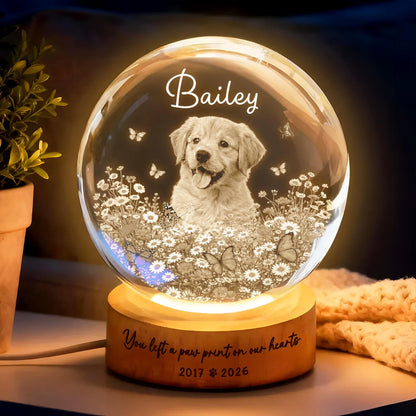 Forever Loved Crystal – Personalized 3D Pet Memorial with LED Base