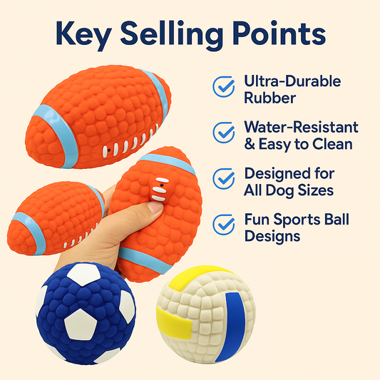 MightyChew™ Indestructible Rubber Dog Toy – Squeaky Ball for Power Chewers