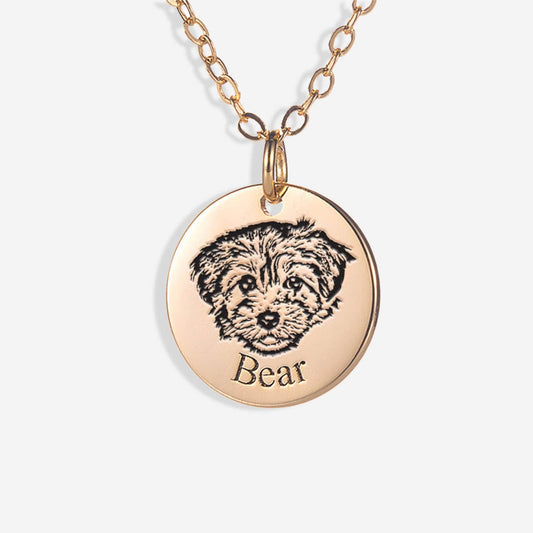 Custom Engraved Pet Portrait Necklace