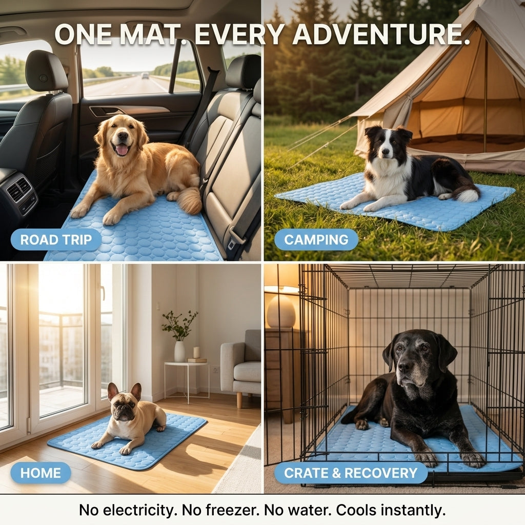 Pekopets ChillPad™ Self-Cooling Dog Mat — Gel-Free Q-Max Fabric, Chew-Safe