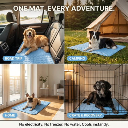 Pekopets ChillPad™ Self-Cooling Dog Mat — Gel-Free Q-Max Fabric, Chew-Safe