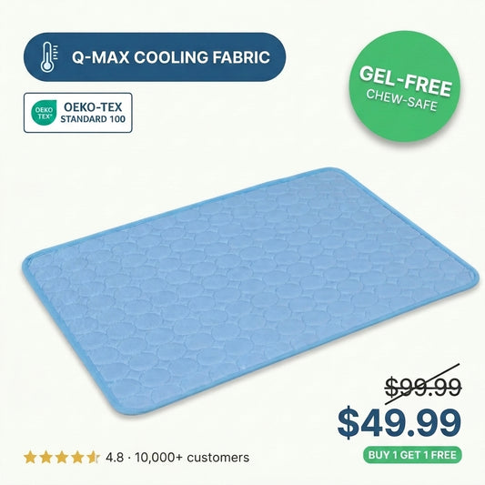 Pekopets ChillPad™ Self-Cooling Dog Mat — Gel-Free Q-Max Fabric, Chew-Safe