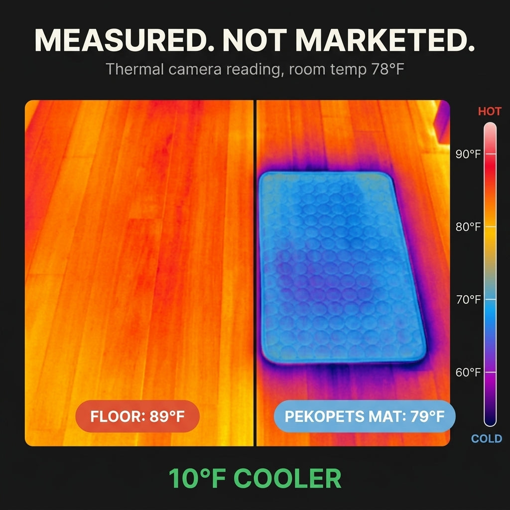 Pekopets ChillPad™ Self-Cooling Dog Mat — Gel-Free Q-Max Fabric, Chew-Safe