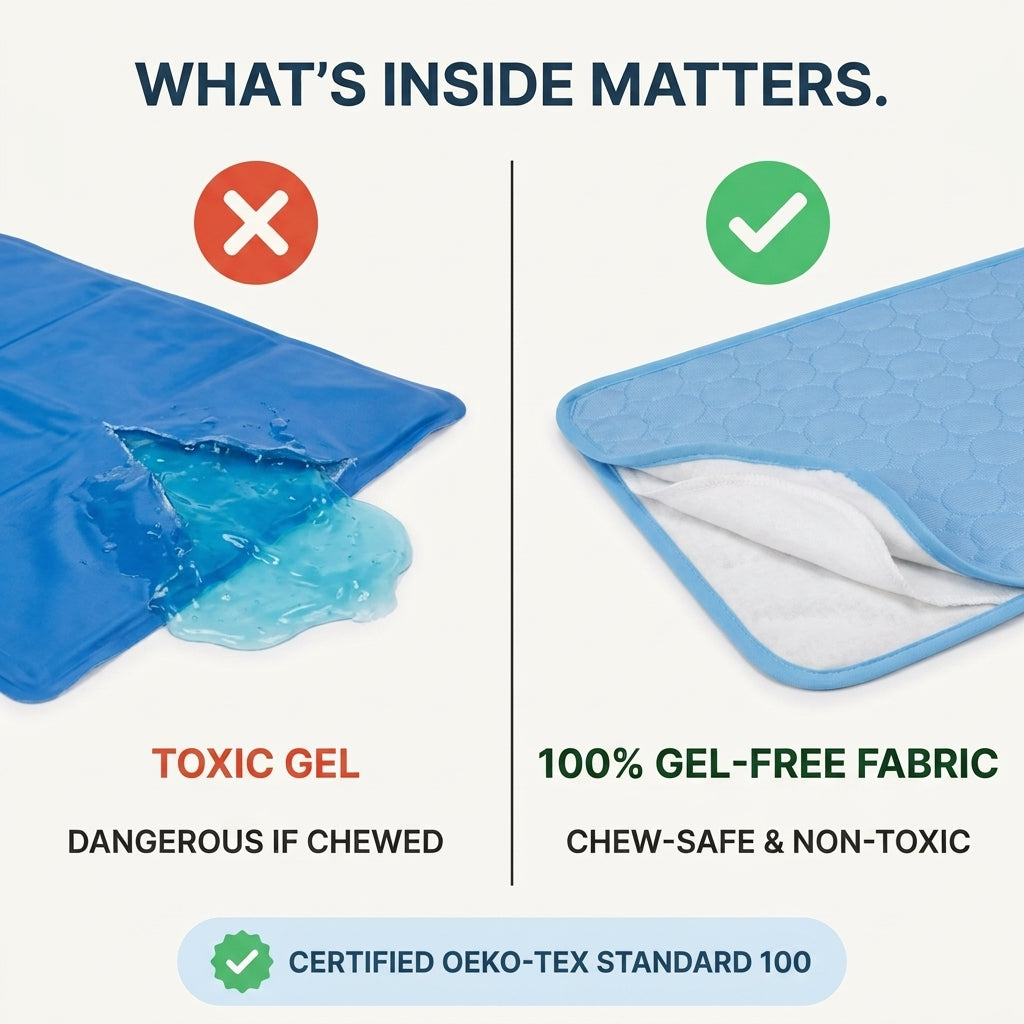 Pekopets ChillPad™ Self-Cooling Dog Mat — Gel-Free Q-Max Fabric, Chew-Safe