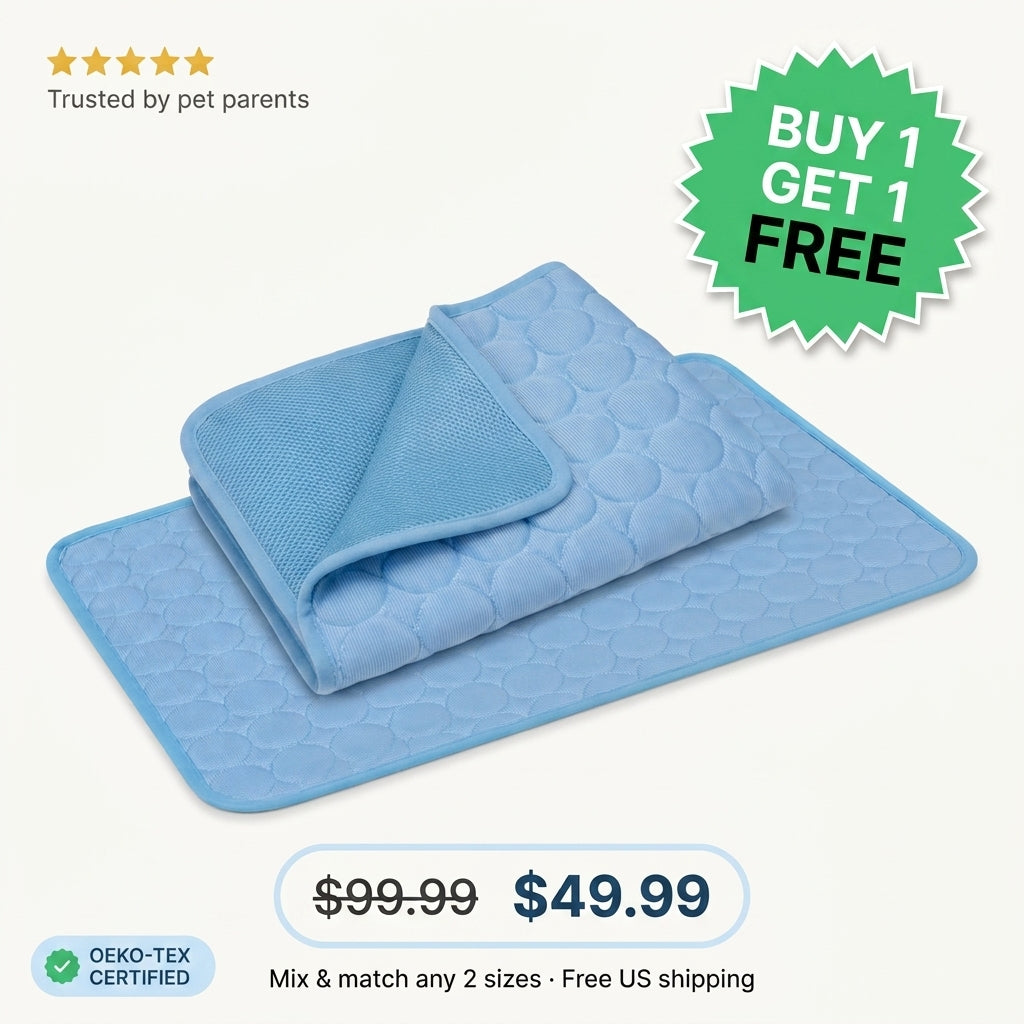 Pekopets ChillPad™ Self-Cooling Dog Mat — Gel-Free Q-Max Fabric, Chew-Safe